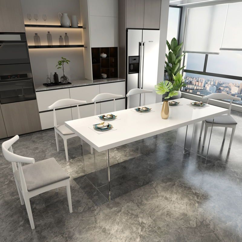 Modern 1/2/5/6/7 Pieces Rectangle Dining Set Solid Wood Dining Table with Chairs