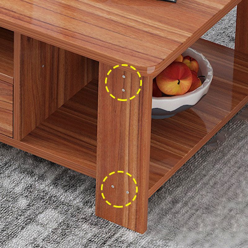 Modern Wooden Coffee Table with Storage and 4 Legs Bunching Tables
