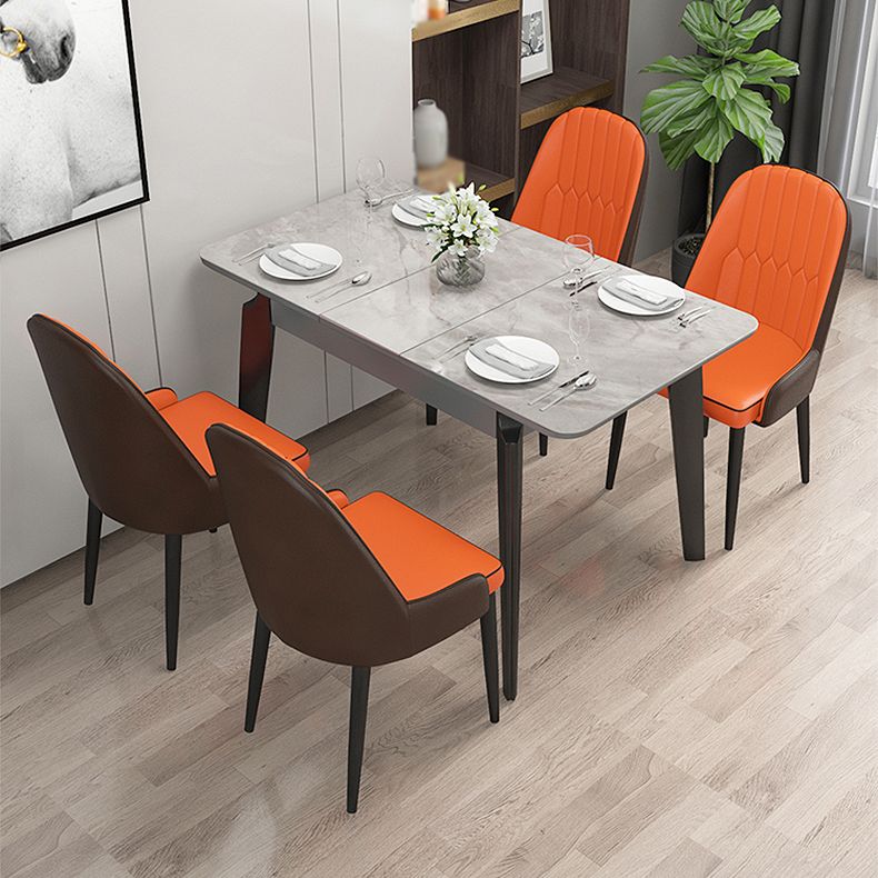 Inicio Sillón escandinavo Silla de comedor tapizada con respaldo Parsons de metal