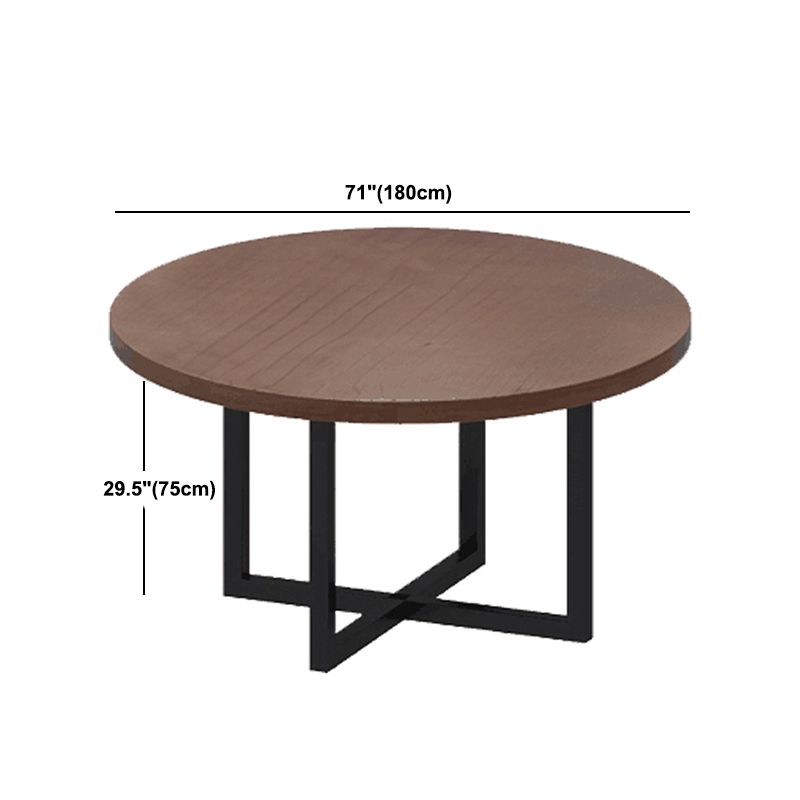 Modern Coffee Shop Dining Table Round Solid Wood Table in Brown