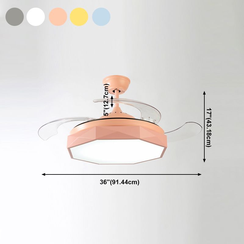 Modern Fan Light Minimalist Metal LED Semi-Flush Mount Ceiling Light for Living Room