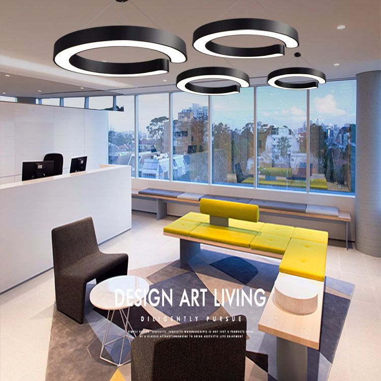 Minimalist C Shaped Hanging Lighting Acrylic Office LED Commercial Pendant Light Fixture