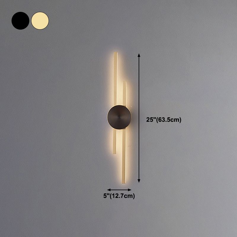Contemporary Style Brass Wall Light Linear LED Wall Sconce for Bedroom