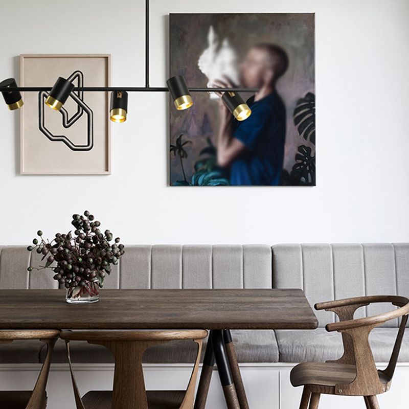 Contemporary Style Cylinder Island Lighting Ideas Metal Island Light Fixtures in Black