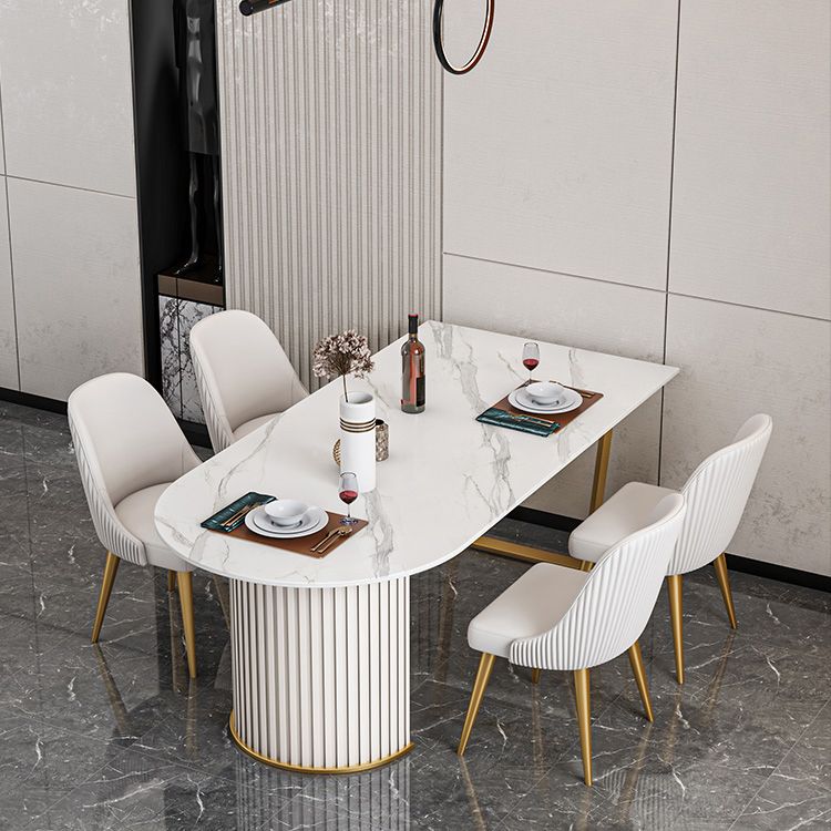 Traditional Luxury Stone Table Double Pedestal Furniture for Dining Room