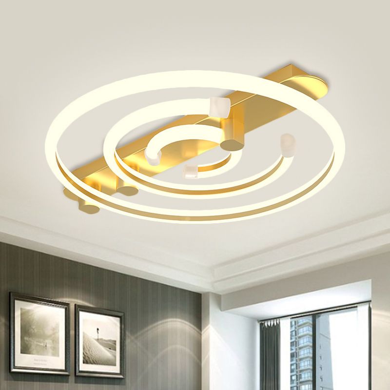 Iluminación de techo de círculo de metal Lámpara de montaje de semi descarga de LED negro/dorado en luz cálida/blanca