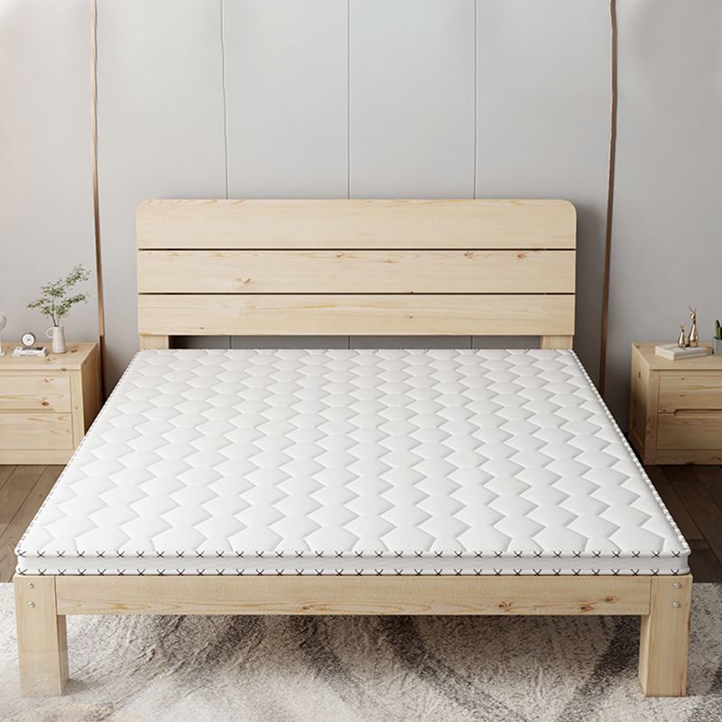 Scandinavian Wood Standard Bed, Slat Rectangular Headboard Bed