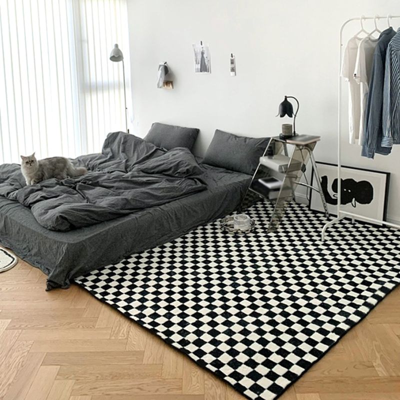 Chic Modern Area Carpet Plaid Pattern Polyester Area Rug Non-Slip Backing Rug for Home Decor