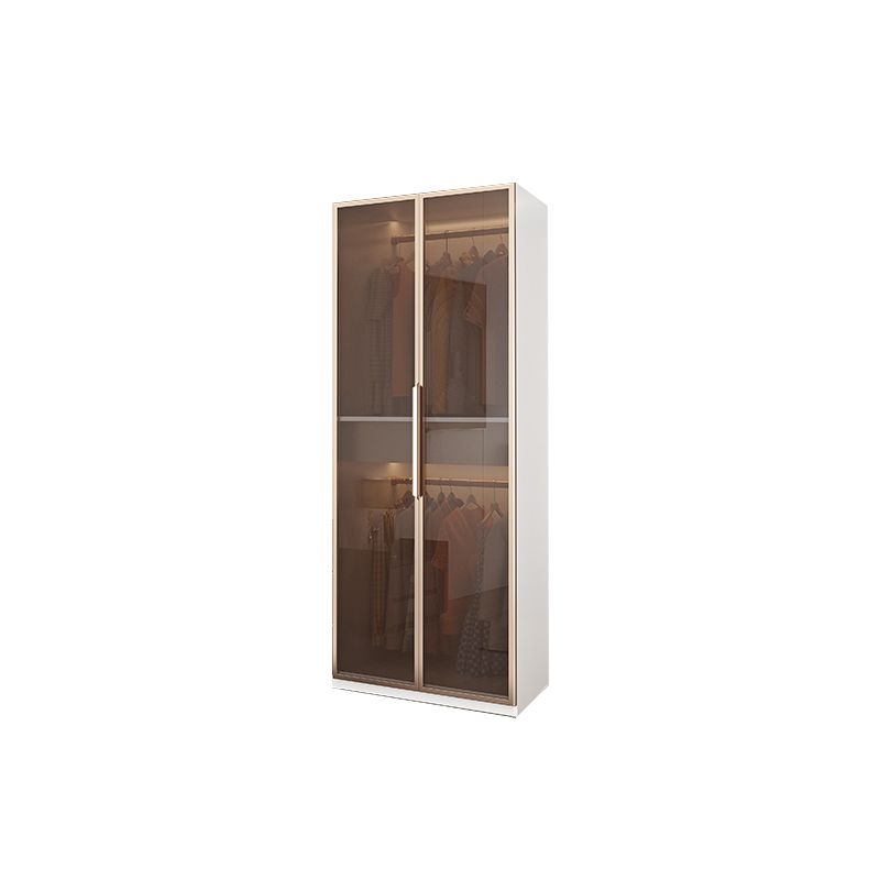 White Manufactured Wood Cabinet with Glass Door Modern Hinged Door Wardrobe for Home