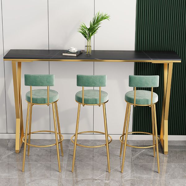 Rectangle Stone Bistro Table Modern Pub Table with Double Pedestal