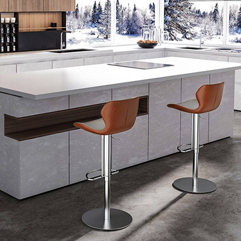 Leather Bar Stool Adjustable Low Back Counter Stool for Bristol