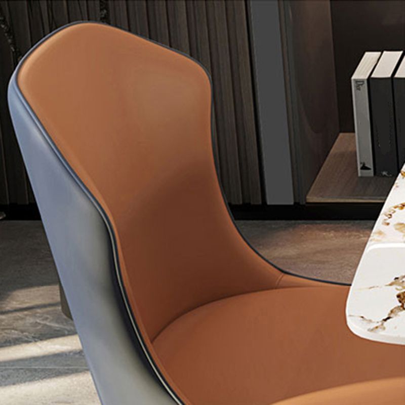 Contemporary Wingback Side Chair Faux Leather Armless Dining Chairs