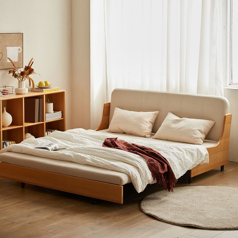 Scandinavian Solid Wood Removable Futon Sleeper Sofa Pillow Included