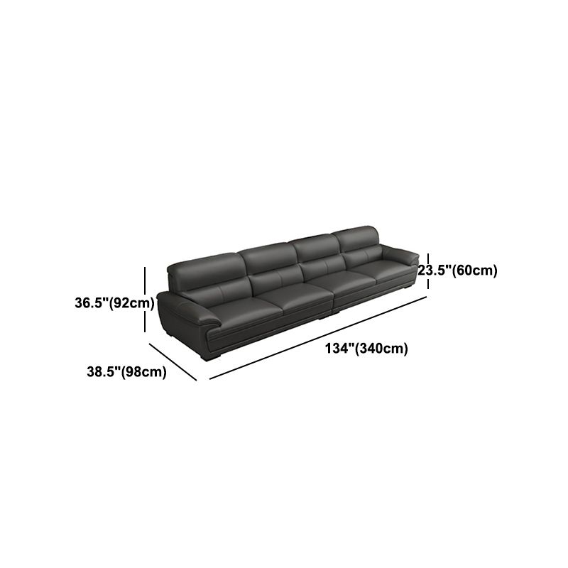 Leather Pillow Top Arm Sectional Sofa 36.22"High Cushion Back Sofa,Black