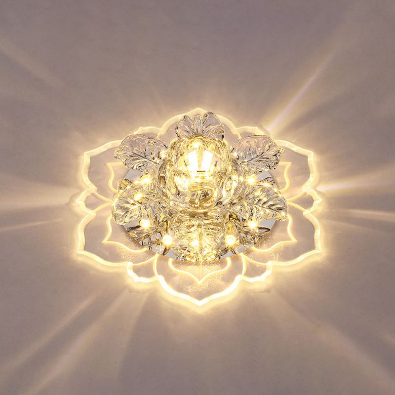 Lámpara empotrada de cristal transparente minimalista para techo con montaje en superficie Led floral