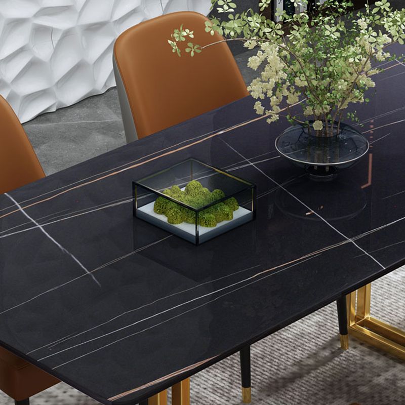 Modern White and Black in Marble Counter Table Rectangle Dining Table for Kitchen