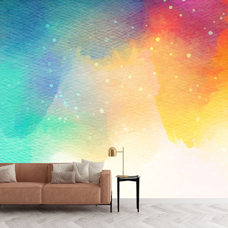 Murale intero stellato ad acquerello per arte astratta da parete in corridoio in blu, impermeabilizzante