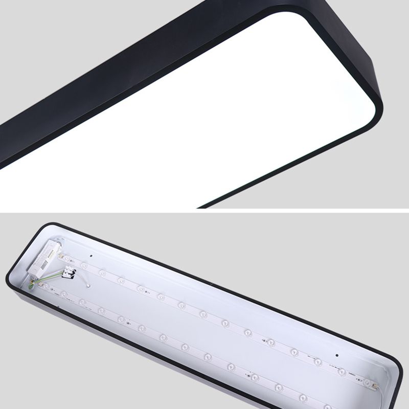 Black Rectangular Ceiling Light Fixture Simple LED Aluminum Flush Mount Lamp for Office
