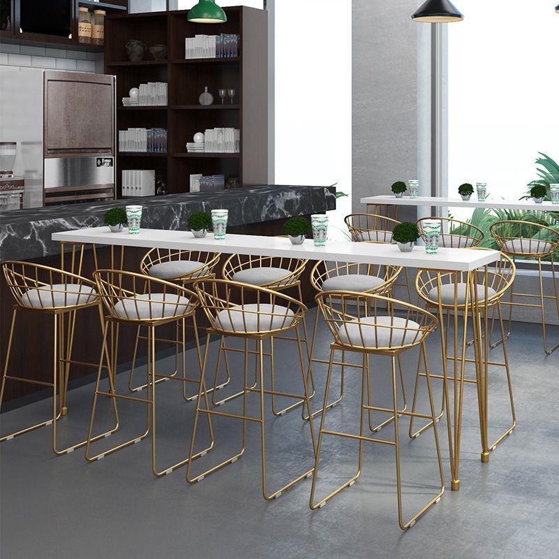 Glam Style 1/2/5/9 Pieces Bar Table Set Rectangle Bar Table with Metal High Stools
