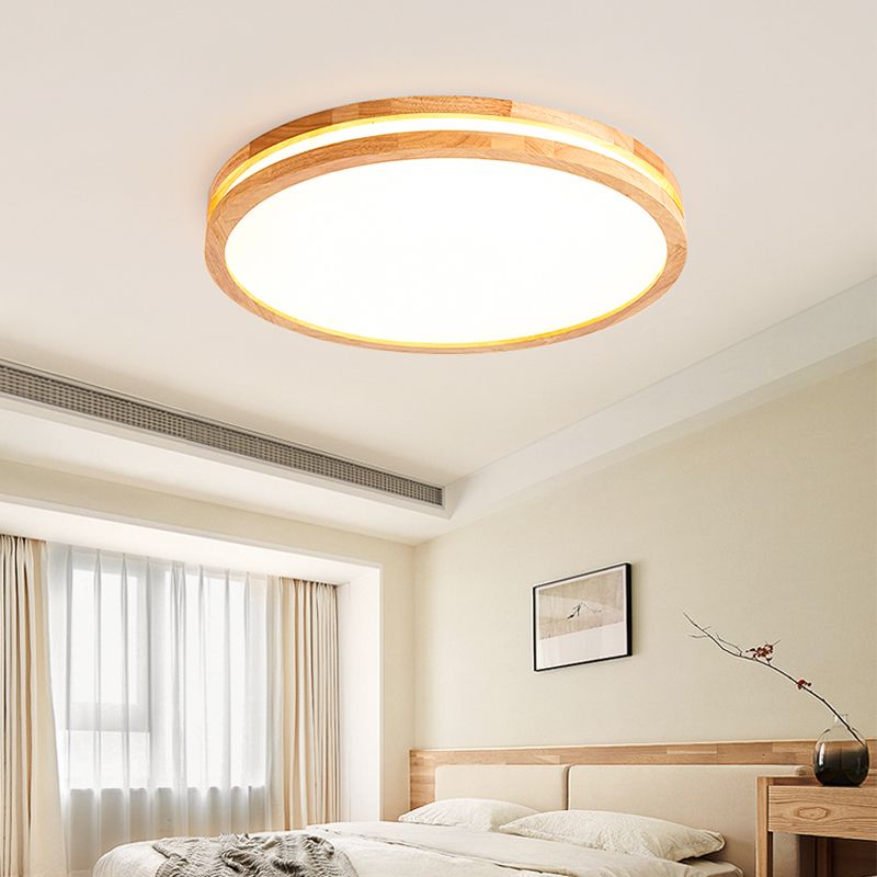 Lámpara de techo incorporada de madera geométrica moderna lámpara de techo incorporada de una sola luz, marrón