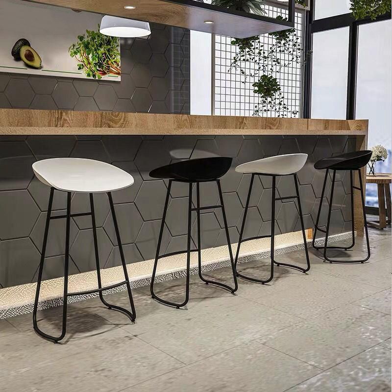 Modern Backrest Armless Counter Stool Iron Cafe Bar Stool with Acrylic Seat
