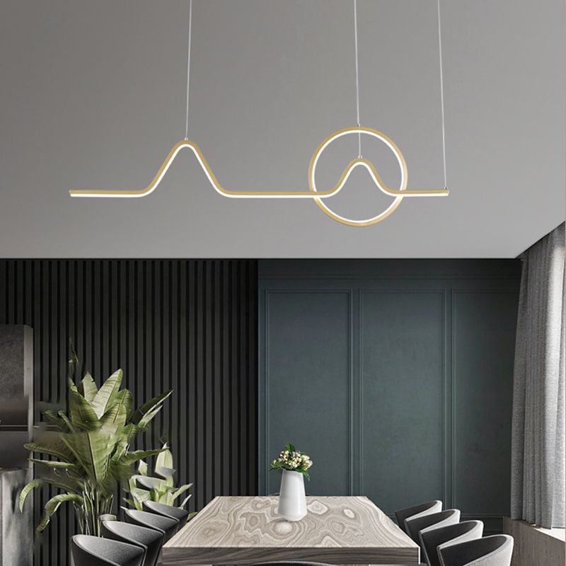 2-Light Modern Ceiling Light Golden/Black LED Island Lighting for Dining Room