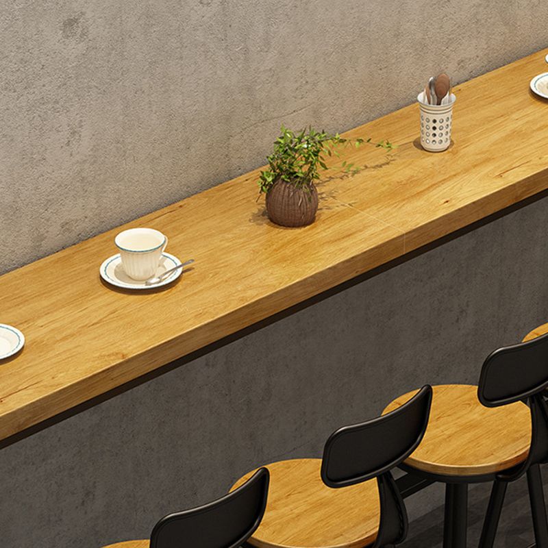 Wood Top Bar-height Table Black Legs and Metal Base Bar Table for Living Room