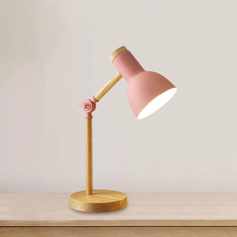 Macaron Dome Lettura Libro Light Metal 1 Light Study Room Lampada in bianco/nero/rosa con braccio in legno rotabile