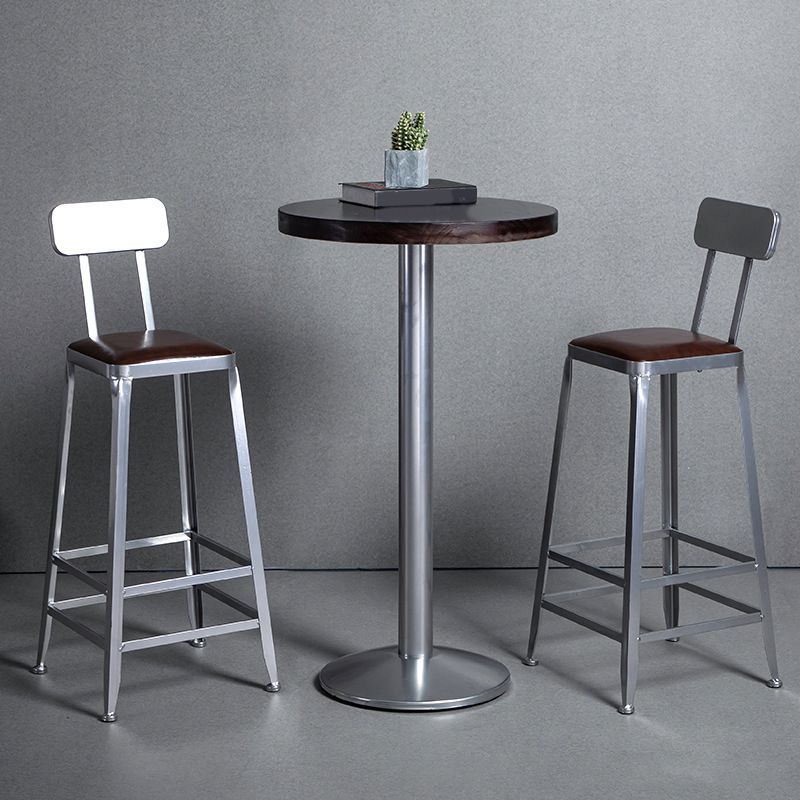 Faux Leather Dining Stools Armless Bar Stools with Metal Base