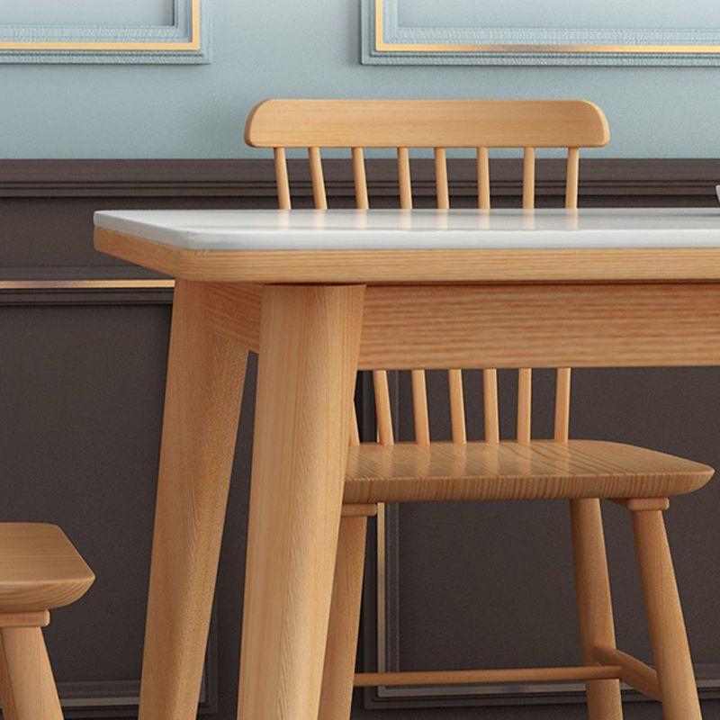 White - Natural Dining Room Table Contemporary 4 Legs Dinette Table