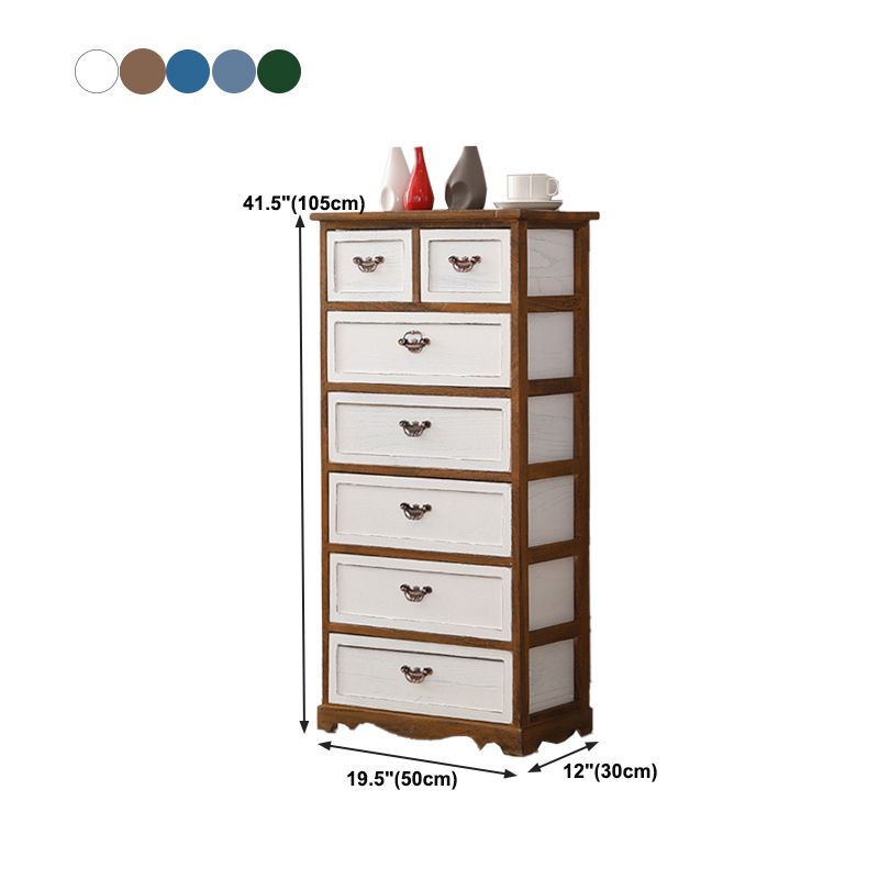 12" W Vintage Wood Lingerie Chest Vertical Storage Chest with Drawers