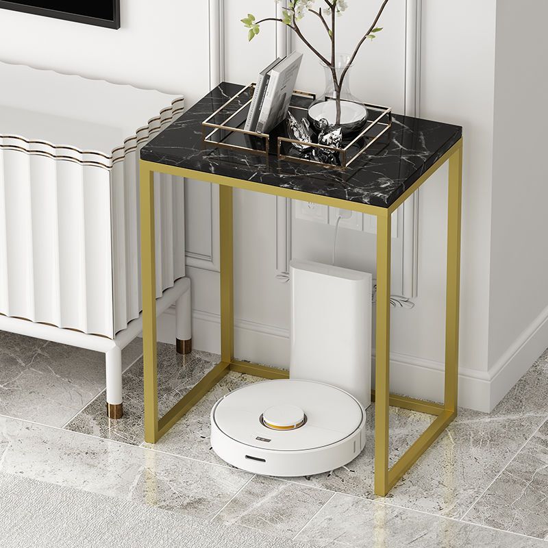 Frame Base Design Cocktail Table Slate Desktop Rectangular Coffee Table with Metal Base