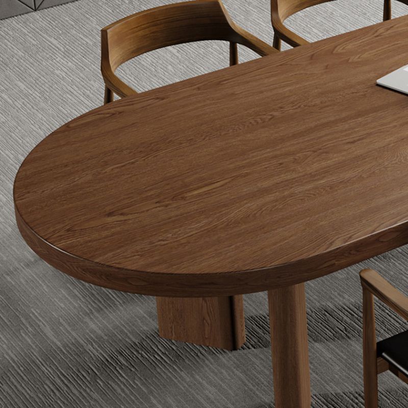 Modern Solid Wood Table for Restaurant Oval Table with 4 Legs