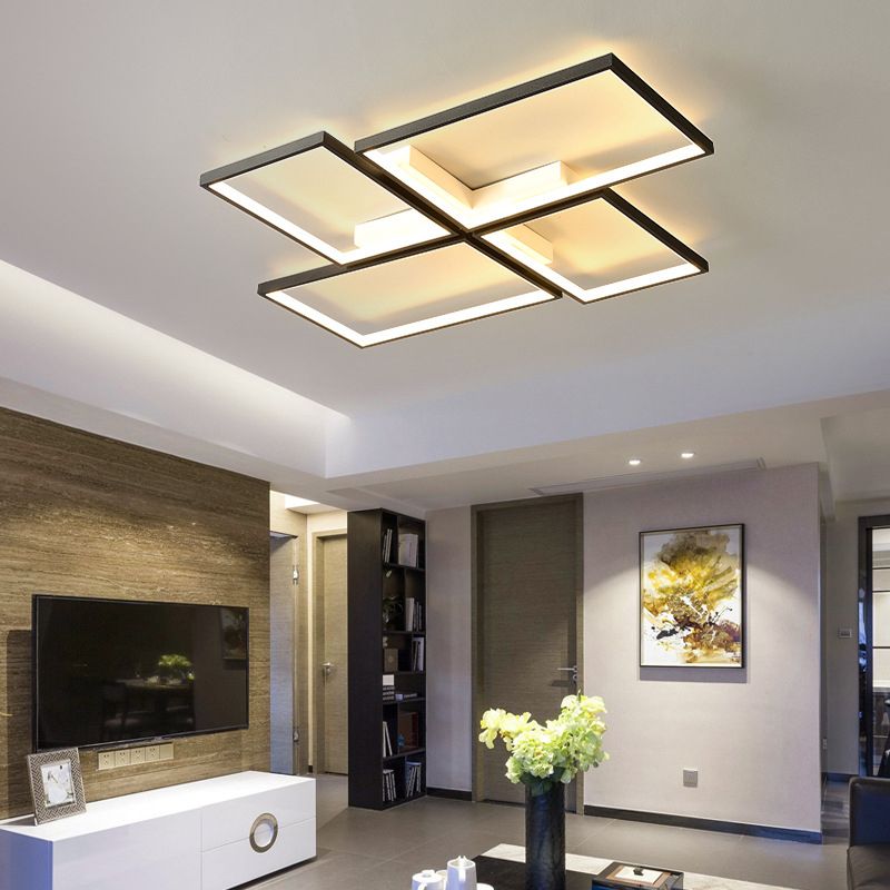 Rechthoek Flush Mount Plafond Licht Hedendaagse Acryl Plafond Mount Light Armatuur voor Woonkamer