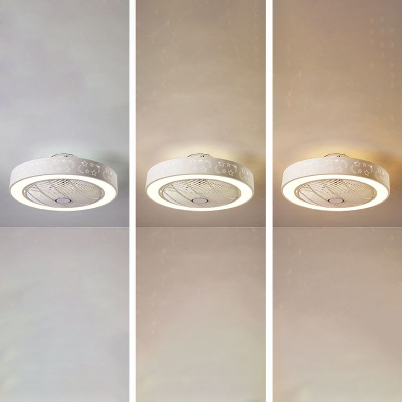 Weiß ausgehöhlter Deckenventilator Nordic Metal LED Runde Halbblüzlicht für Schlafzimmer