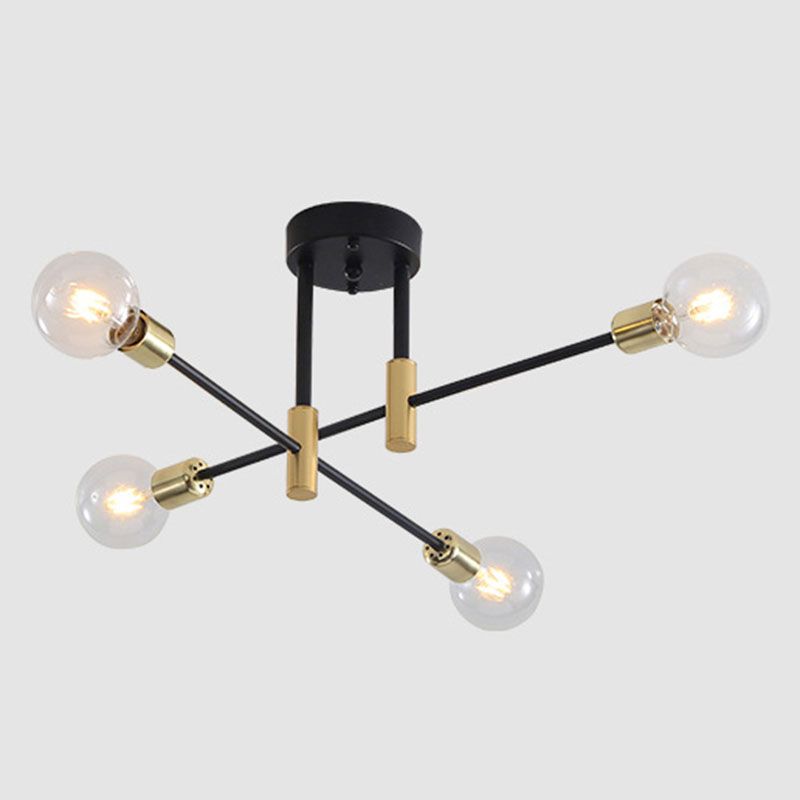Aluminium Radiale Plafondlamp in Industriële Retro Stijl Gelakt Ijzer Semi Flush Mount voor Slaapkamer