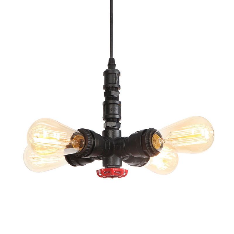 Wasserpfeife Kronleuchter Leuchte in Rost Finish Industrial 4 Lichter Industriee Edison Birb Bar Cafe Shop Hanging Lampe
