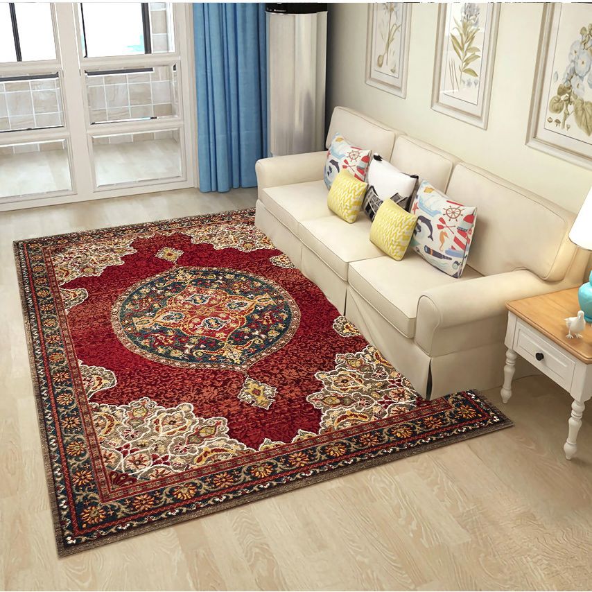 Restoration Tribal Printed Rug Multicolor Bohemian Carpet Synthetics Anti-Slip Backing Stain Resistant Pet Friendly Rug for Room