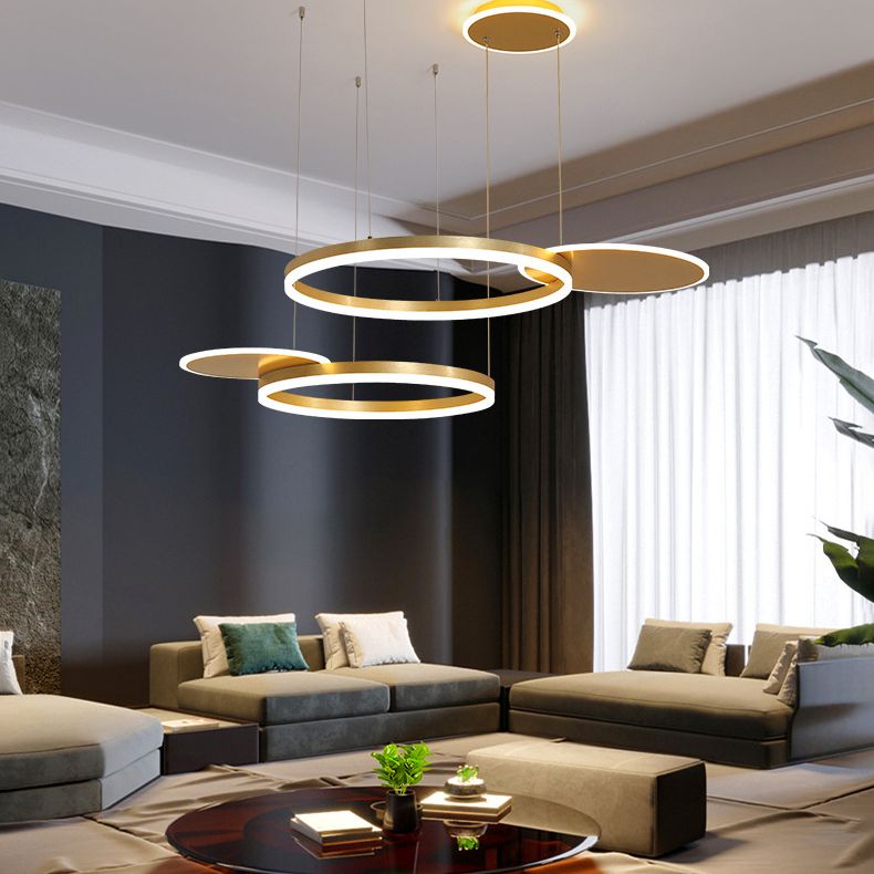 Circles Hanging Pendant Light Minimalistic Living Room LED Chandelier Pendant Light