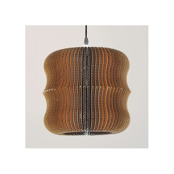 Accampatura intrecciata Accendere la carta ondulata in stile asiatico 1 lampada a ciondolo in lampadina in beige/marrone