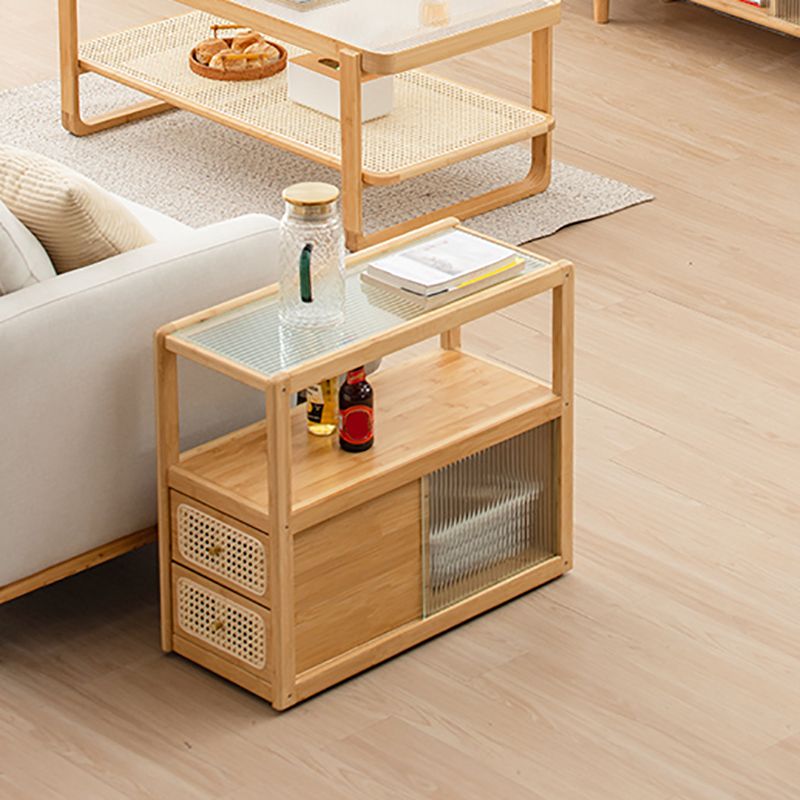 Rectangular Side End Table Living Room with Storage Block Corner Table