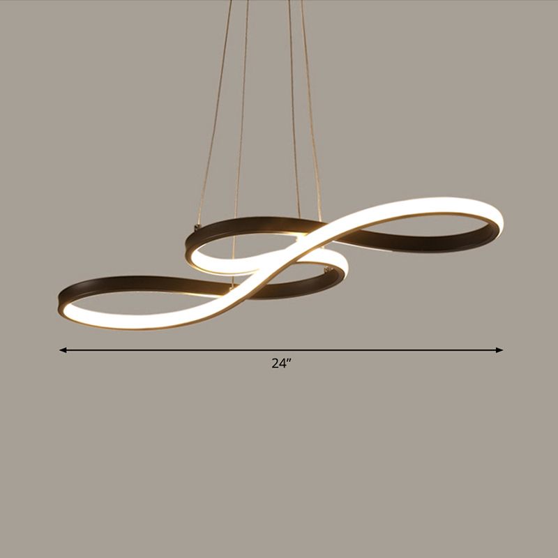 Musical Note Dining Room Chandelier Acrylic Art Deco LED Suspension Light in Black