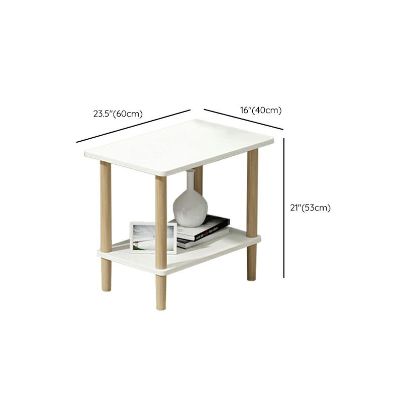 Modern Wood End Slide Table 2-Tier Corner Table with Storage