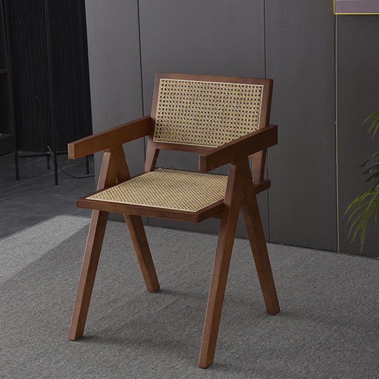 Contemporary Style Rubberwood Chair Open Back Arm Kitchen Dining Chairs