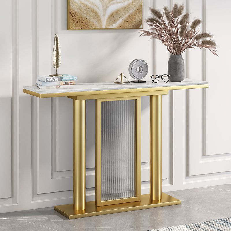 Rectangle Console Accent Table Antique Finish Modern Console Sofa Table in Stone