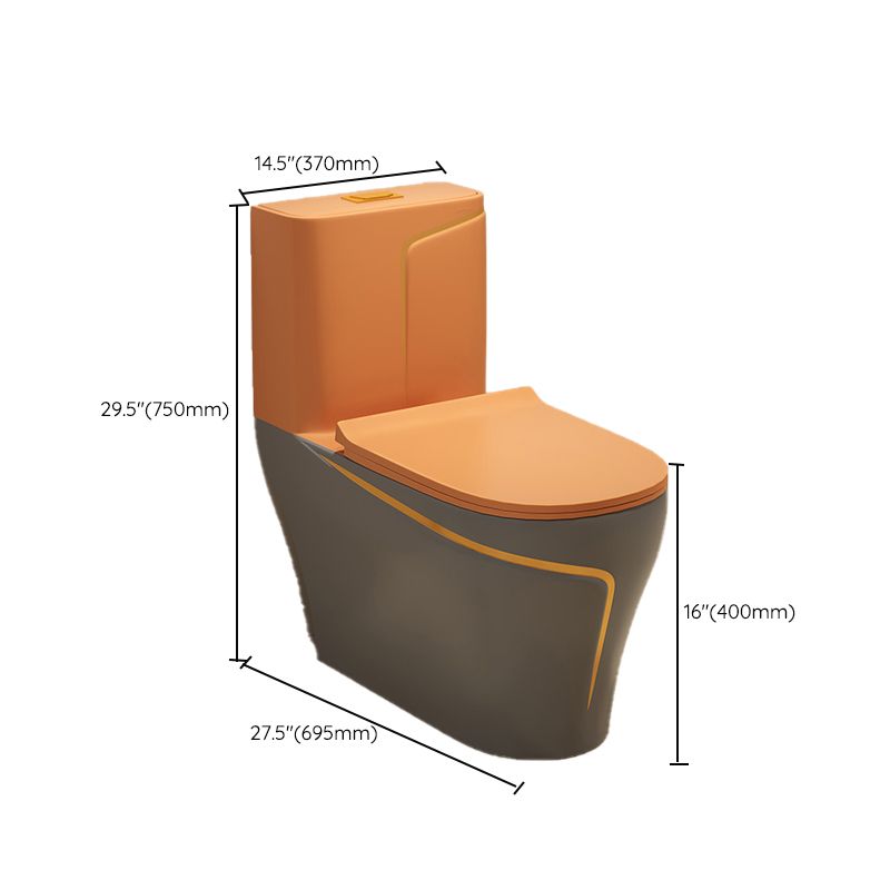 Traditional Orange Ceramic Flush Toilet Floor Mounted Urine Toilet for Washroom