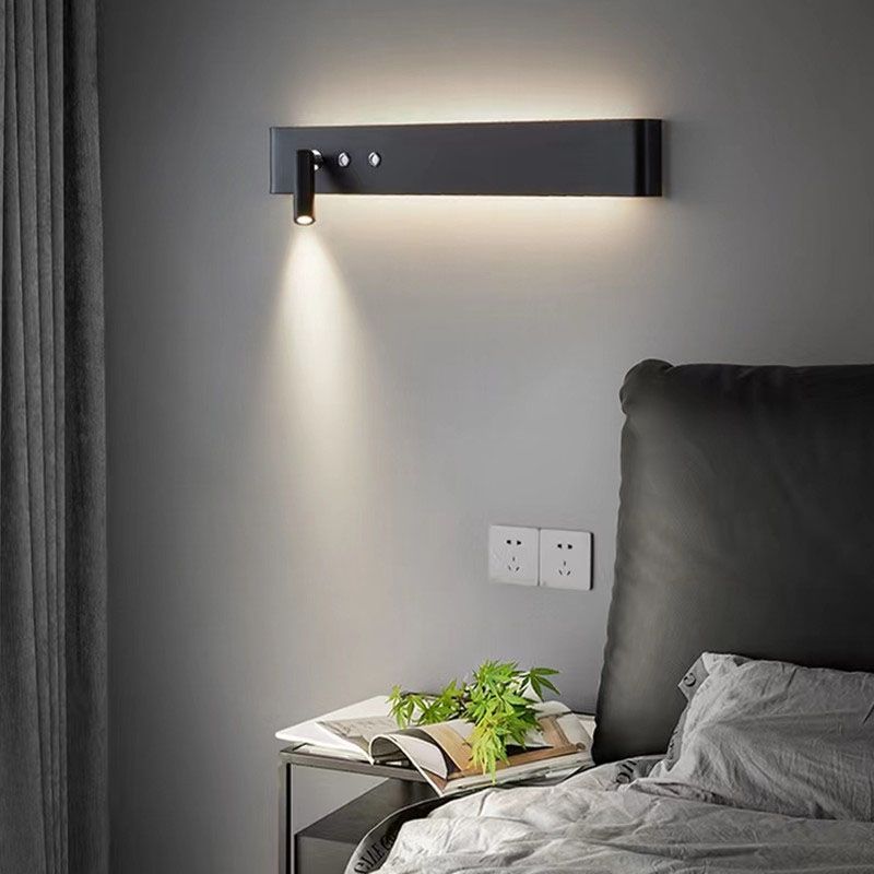 Modern Minimalist LED Wall Light Rectangular Iron Wall Lamp for Bedroom