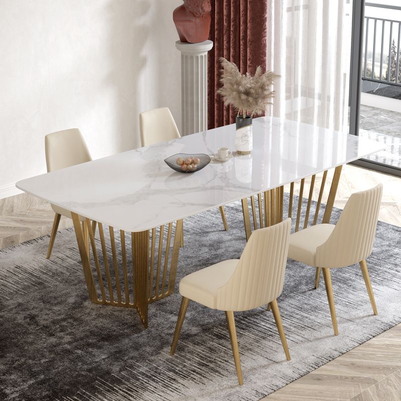 1/4/5/7 Pieces Luxury Dining Set Sintered Stone Dining Furniture with Leather Chairs