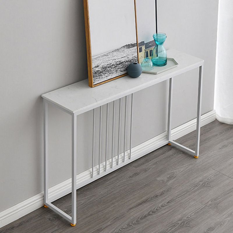 Glam Console Accent Table Antique Finish Sofa Console Table in Marble