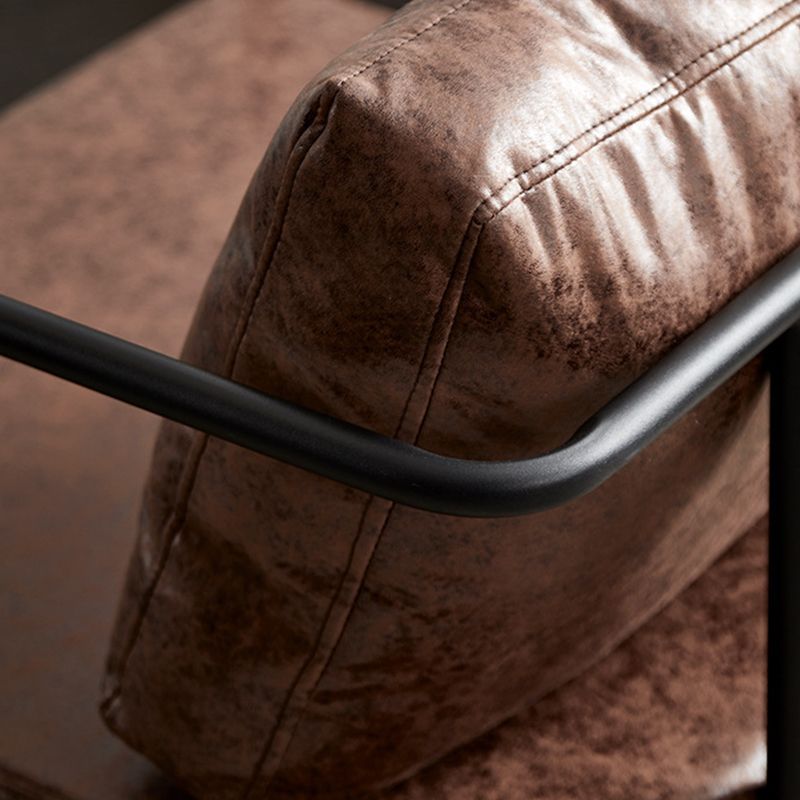 Contemporary Bonded Leather with Pillow Track Arms Accent Armchair